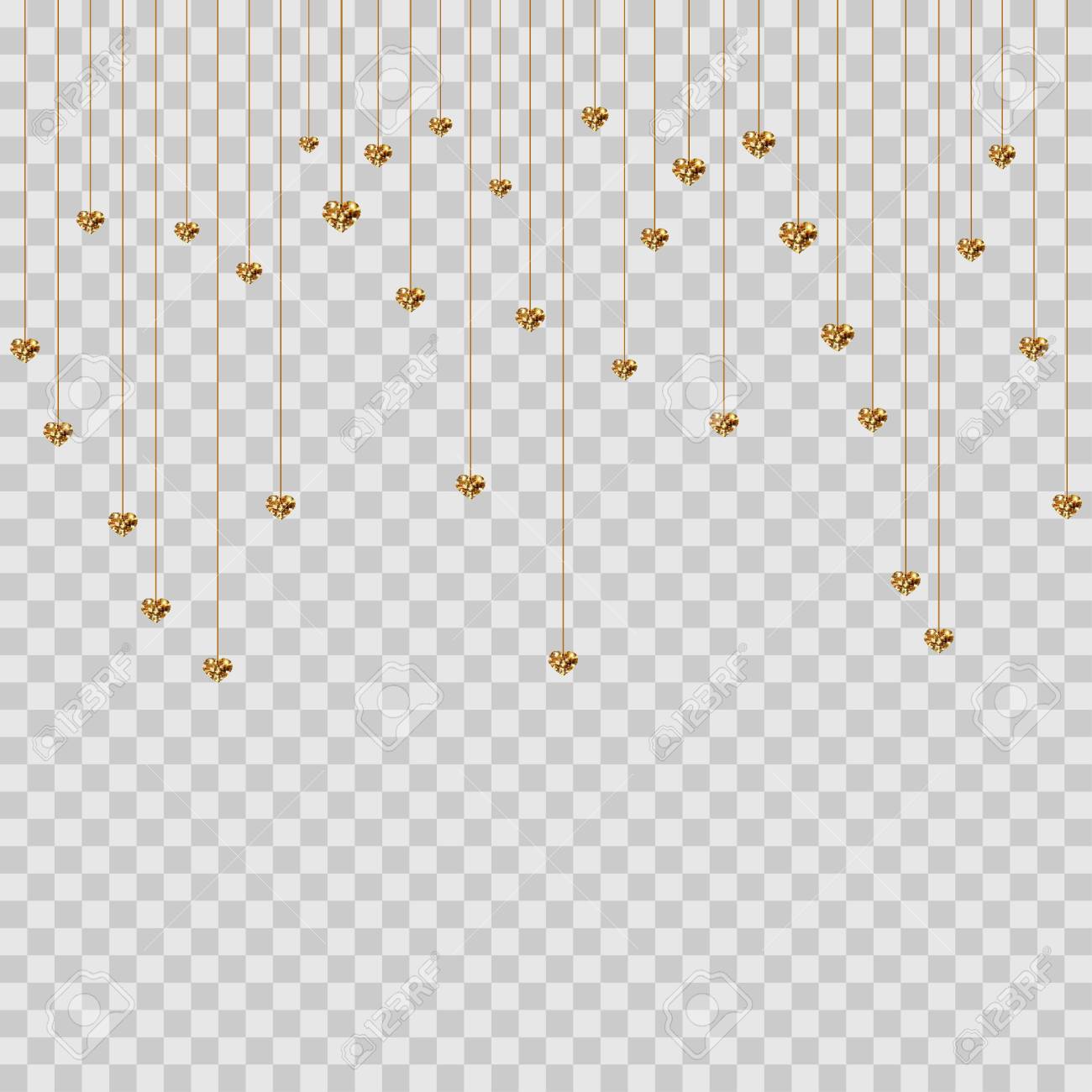 Gold Glitter Valentine Hearts On Transparent Background Luxury Elegant Sparkle Layout Template Design Vector Illustration Love Concept Cute Wallpaper Good Idea For Wedding And Valentines Day Card Royalty Free Cliparts Vectors And