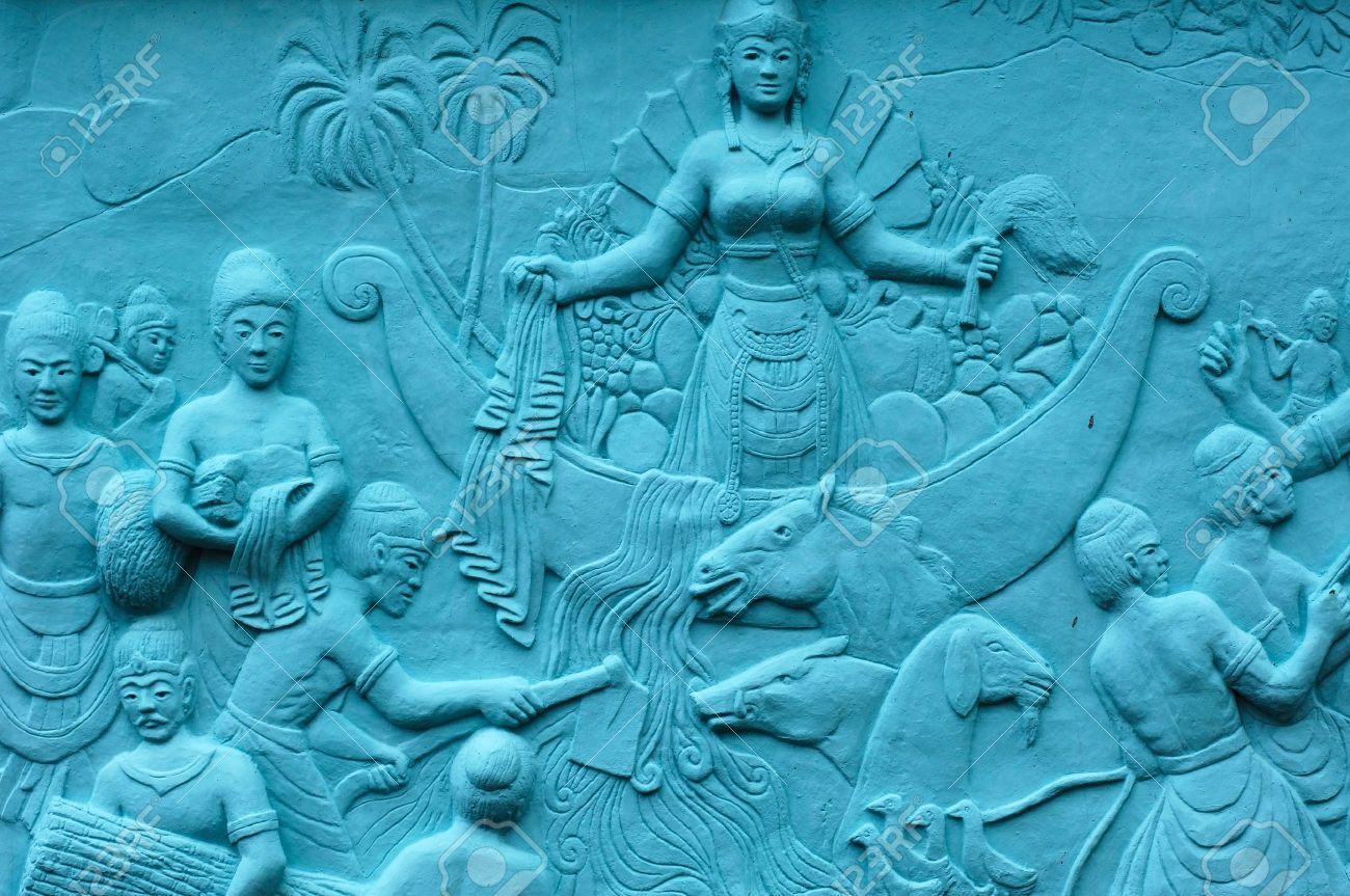 Indonésie Java Fresques En Bas Relief En Bleu Sculpté Et La