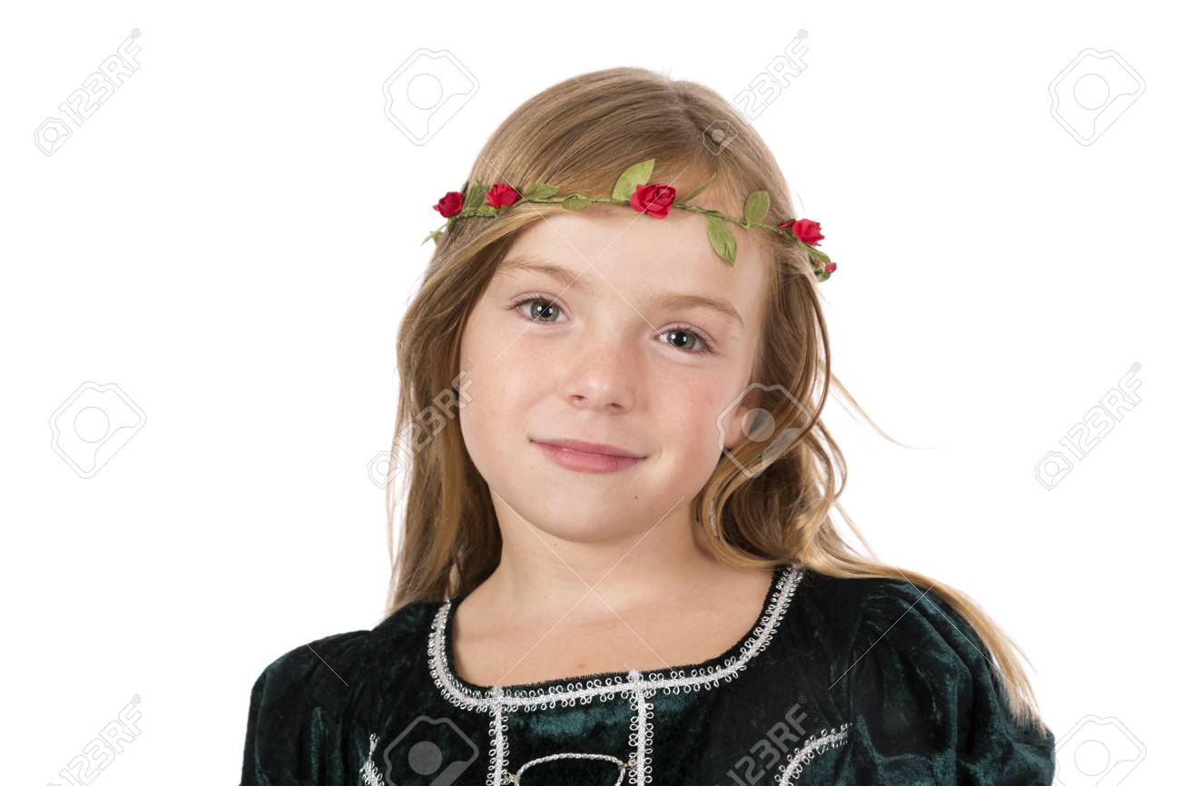 A girl dressed as a medieval princess posing for portrait. - 102638797 A girl dressed as a medieval princess posing for portrait. - 102638797