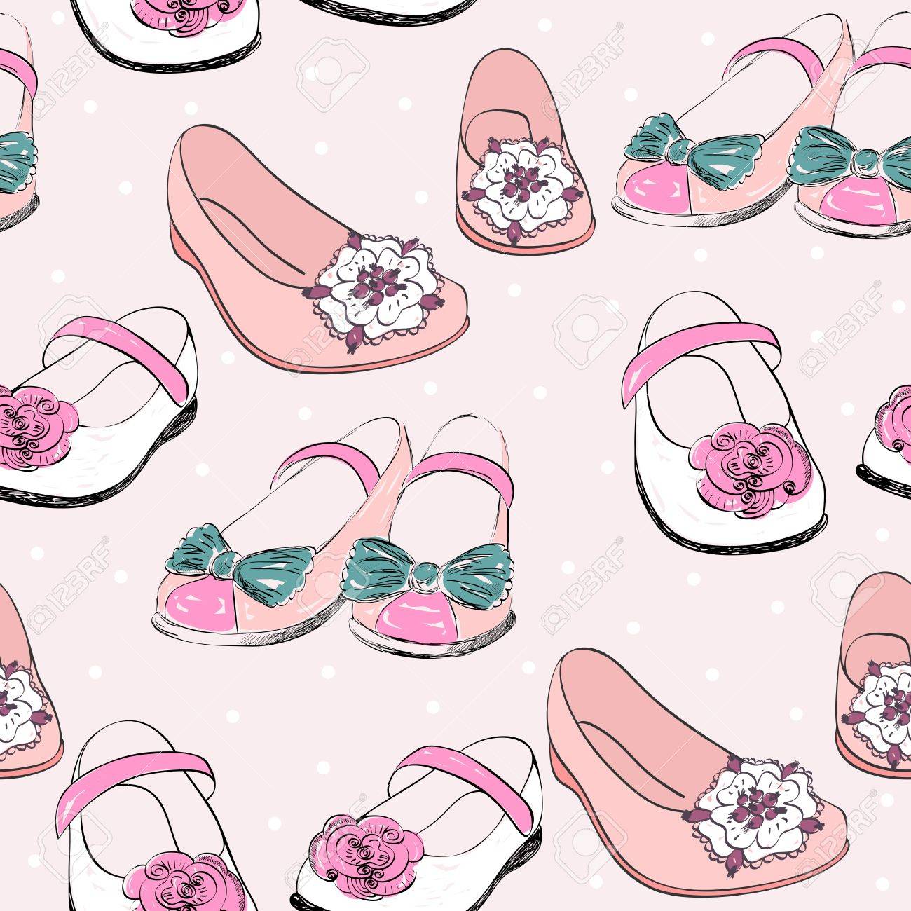 流行のファッション靴 おしゃれな手描きイラスト のイラスト素材 ベクタ Image