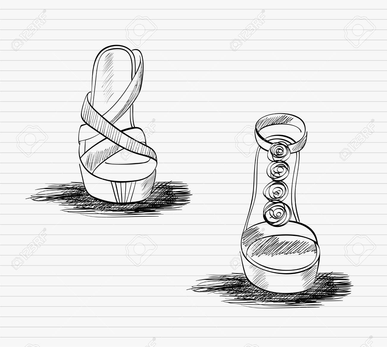 Trendy Fashion Sandals Fashionable Hand Drawn Illustration Royalty Free Cliparts Vectors And Stock Illustration Image