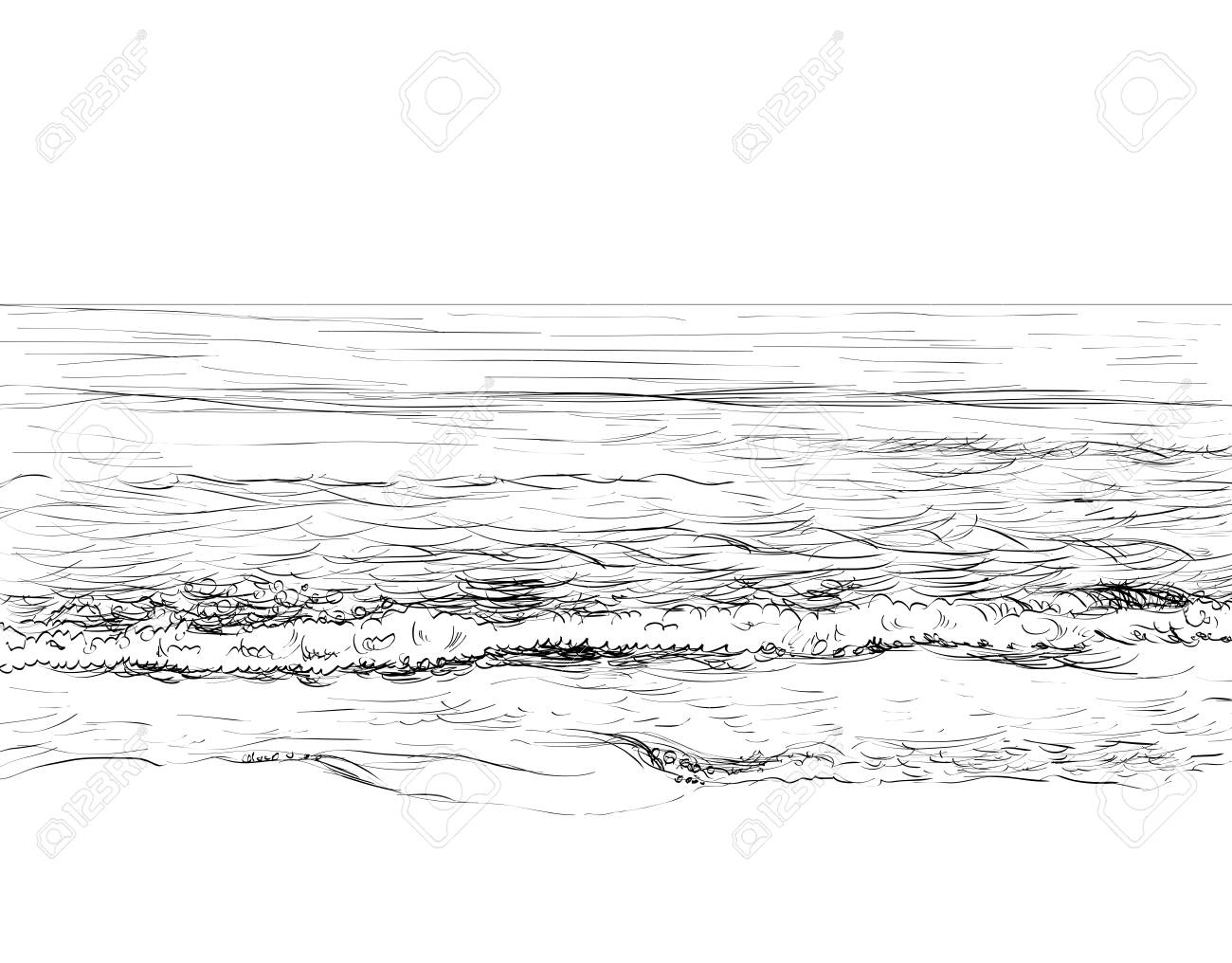 夏の海の風景スケッチ のイラスト素材 ベクタ Image 87049806