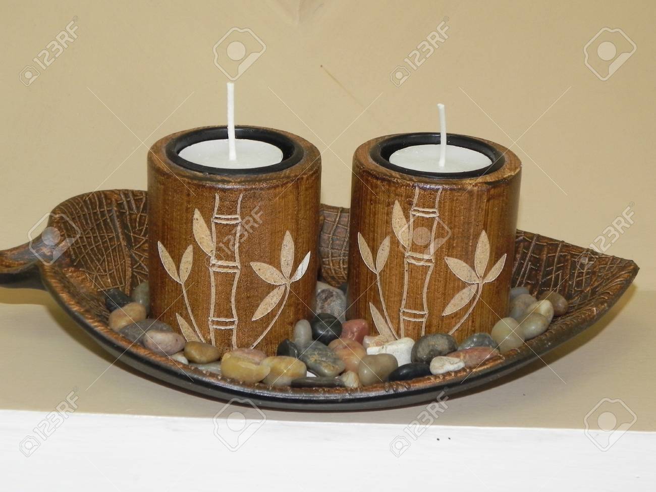 Bamboo candle holder best sale