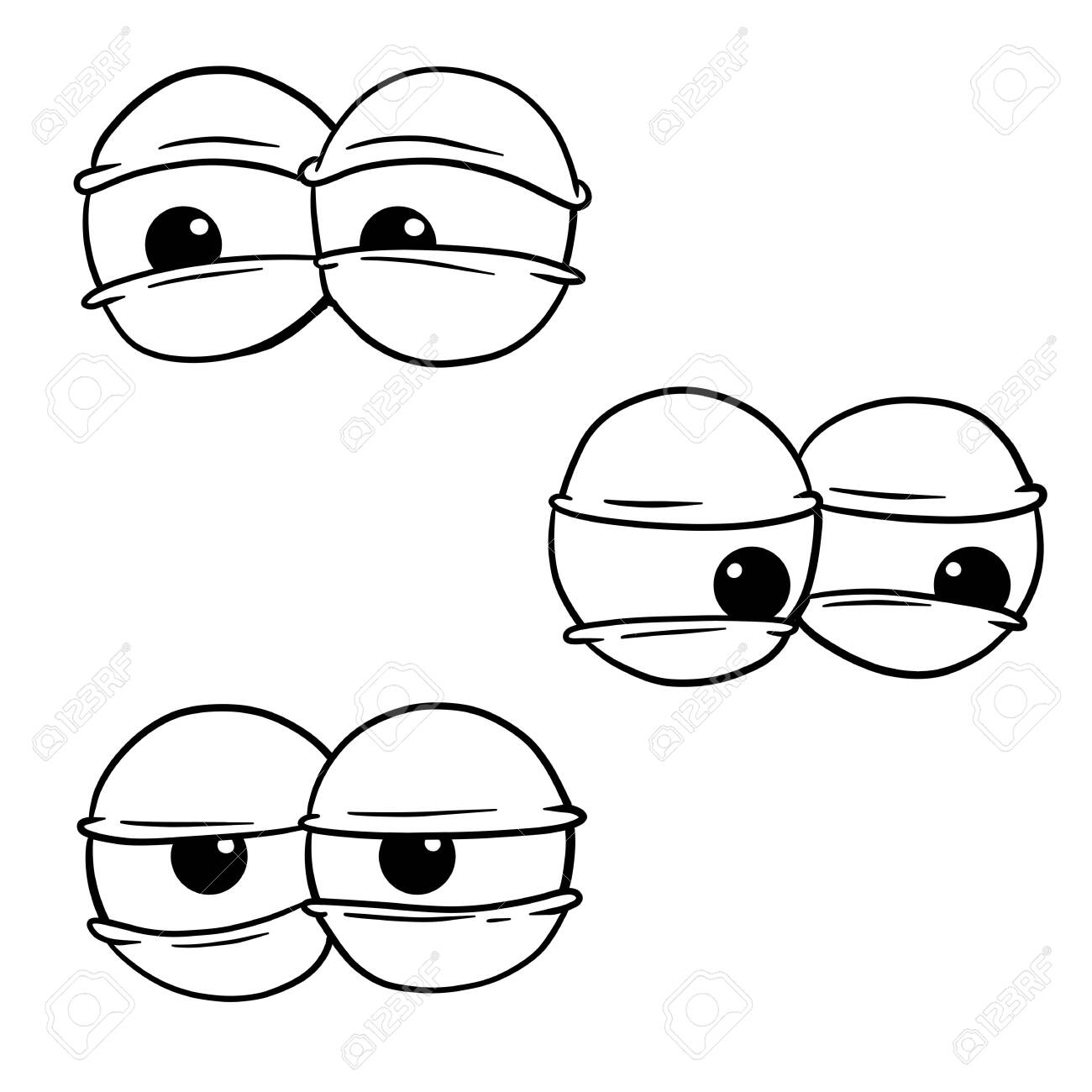 Set Of Comic Eyes. Different Emotions. Crazy Eyes. Funny Wrinkly Eyelids  And Pupils. Element Of The Face. Black And White Sketch Cartoon Royalty  Free SVG, Cliparts, Vectors, and Stock Illustration. Image 153170116., image size:1300x1300