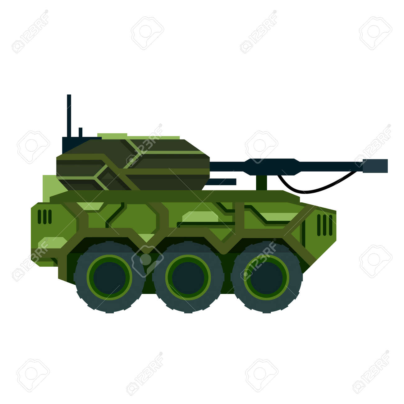 Tank. Military Vehicle With A Big Gun. Camouflage Armored Vehicles. Weapons  For Modern Warfare. Flat Cartoon Illustration Клипарты, SVG, векторы, и  Набор Иллюстраций Без Оплаты Отчислений. Image 167069181