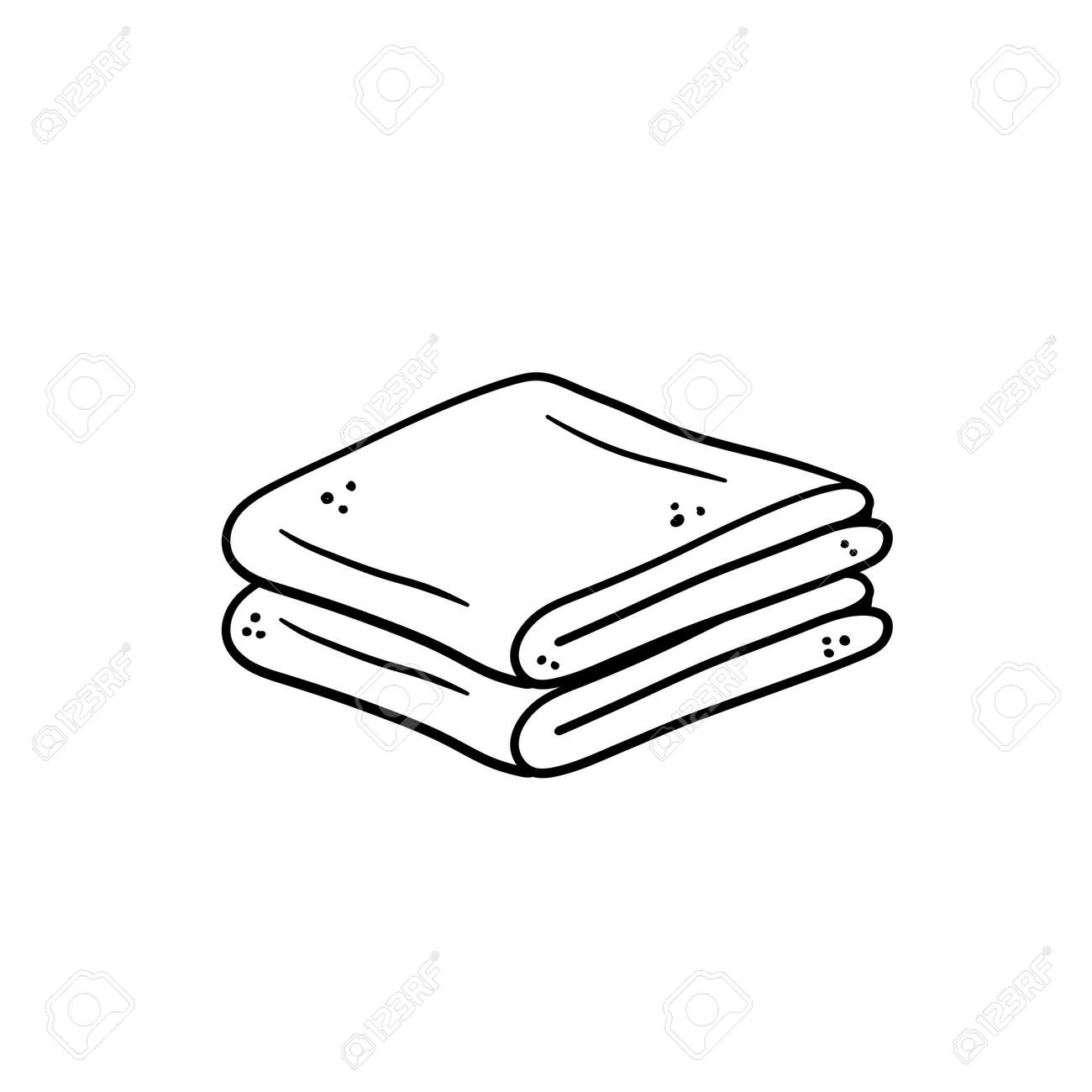 Folded Towel Or Cloth. Packed Neat Clothes. Stack Of Fabric. Line Drawing.  Isolated Cartoon Black And White Illustration. Royalty Free SVG, Cliparts,  Vectors, and Stock Illustration. Image 181127597., image size:1300x1300