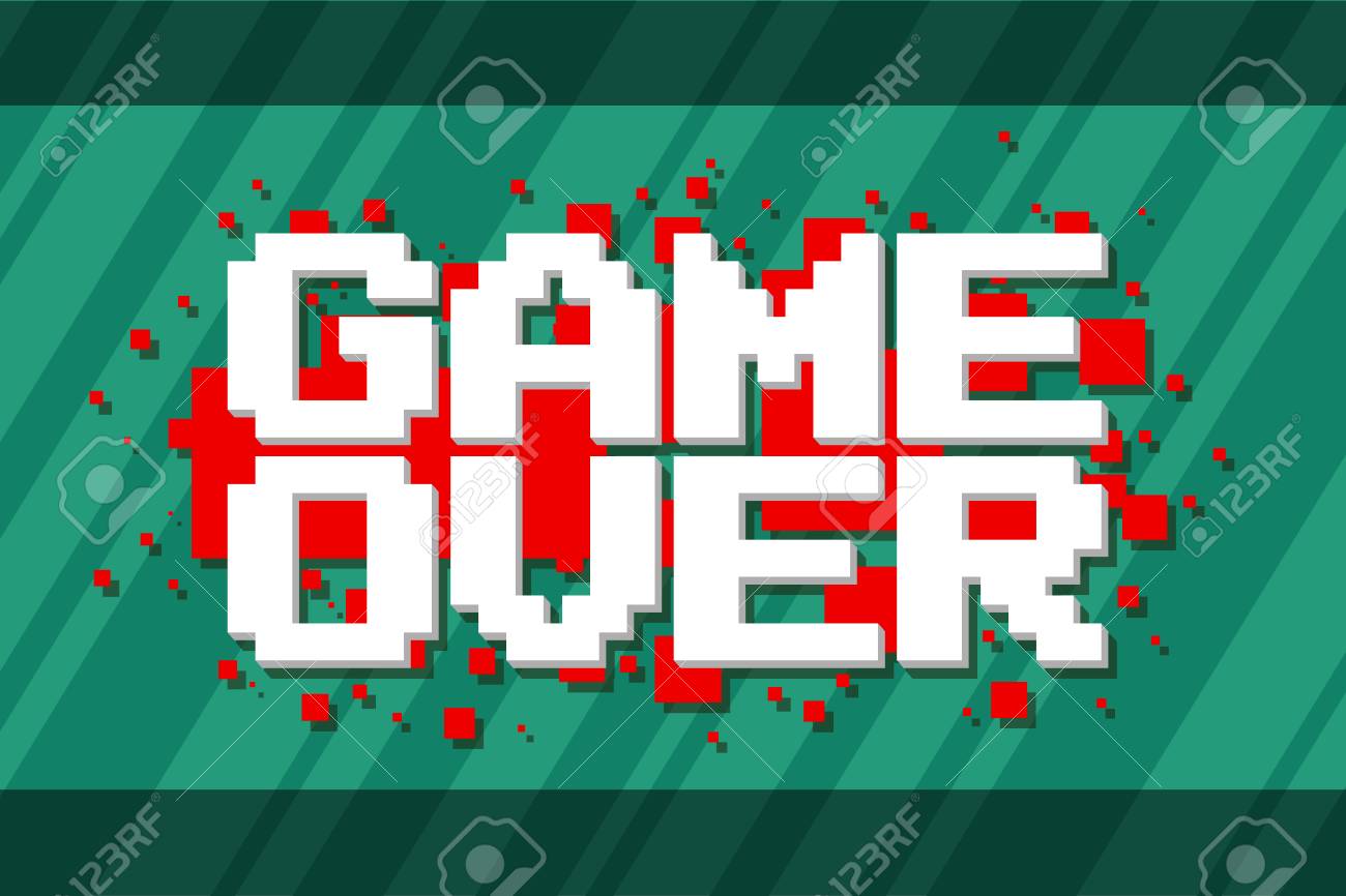 赤の背景に画面上のピクセル コンピューター ゲームのベクトル イラストのイラスト素材 ベクタ Image