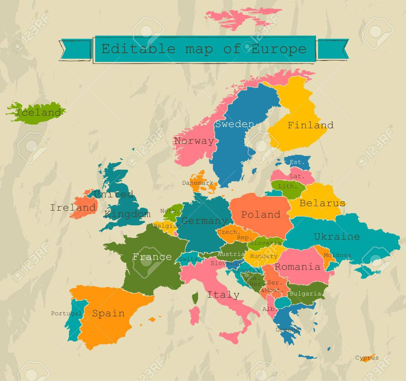 editable map of europe