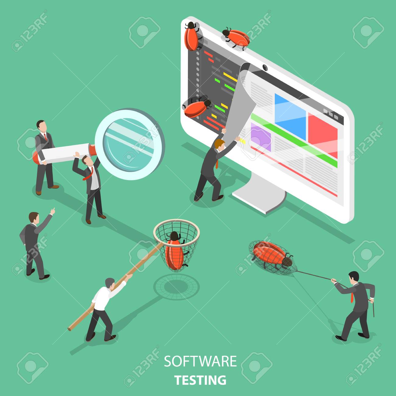 Software testing flat isometric vector concept. - 96718826 Software testing flat isometric vector concept. - 96718826