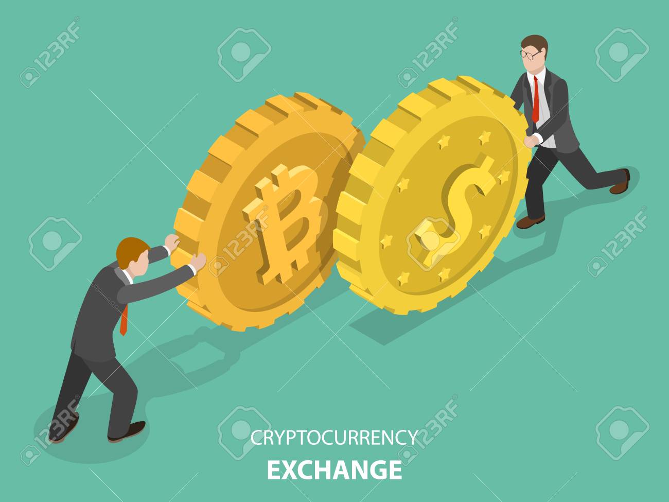 Cryptocurrency exchange concept flat isometric vector. - 97280160 Cryptocurrency exchange concept flat isometric vector. - 97280160