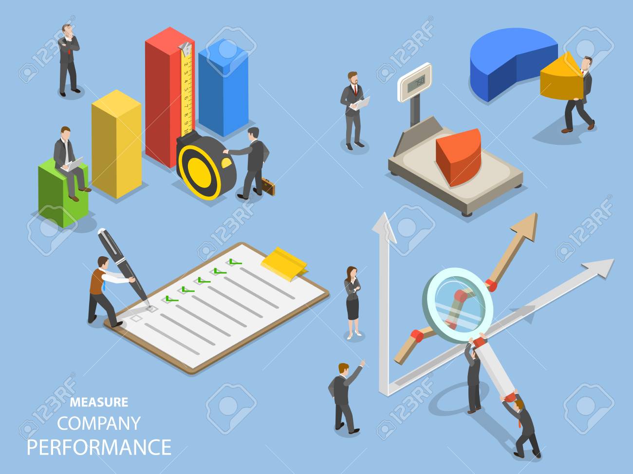 Business benchmarking flat isometric vector. - 98259334 Business benchmarking flat isometric vector. - 98259334