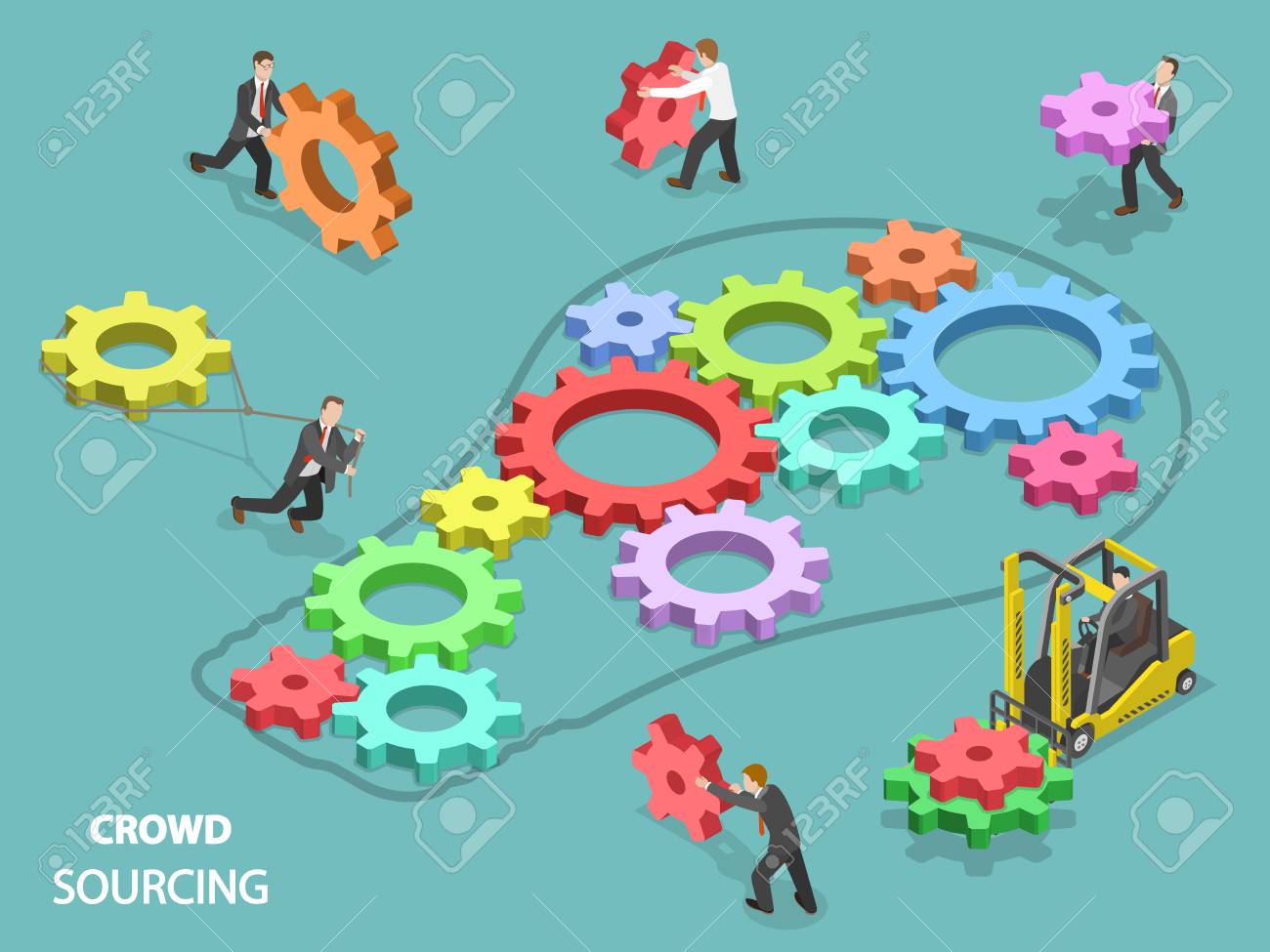 Crowd sourcing flat isometric vector concept. - 98590292 Crowd sourcing flat isometric vector concept. - 98590292