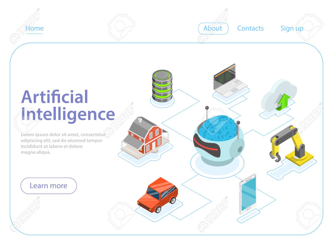 Artificial intelligence flat isometric vector concept. - 102400663 Artificial intelligence flat isometric vector concept. - 102400663