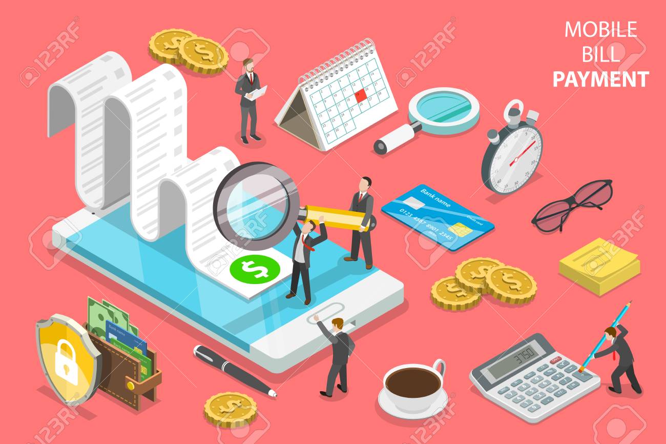 Online bill payment flat isometric vector concept - 109129809 Online bill payment flat isometric vector concept - 109129809