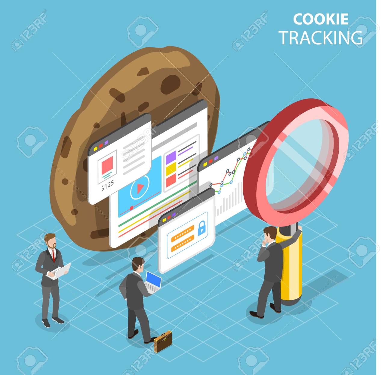 Web cookie tracking flat isometric vector concept. - 104993079 Web cookie tracking flat isometric vector concept. - 104993079
