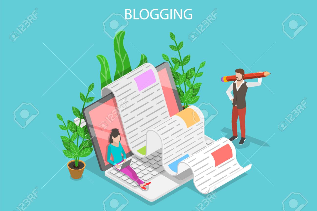 Creative blogging isometric flat vector conceptual illustration. - 109129834 Creative blogging isometric flat vector conceptual illustration. - 109129834