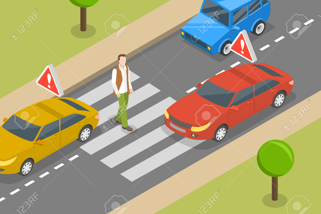 3D Isometric Flat Vector Conceptual Illustration Of Pedestrian