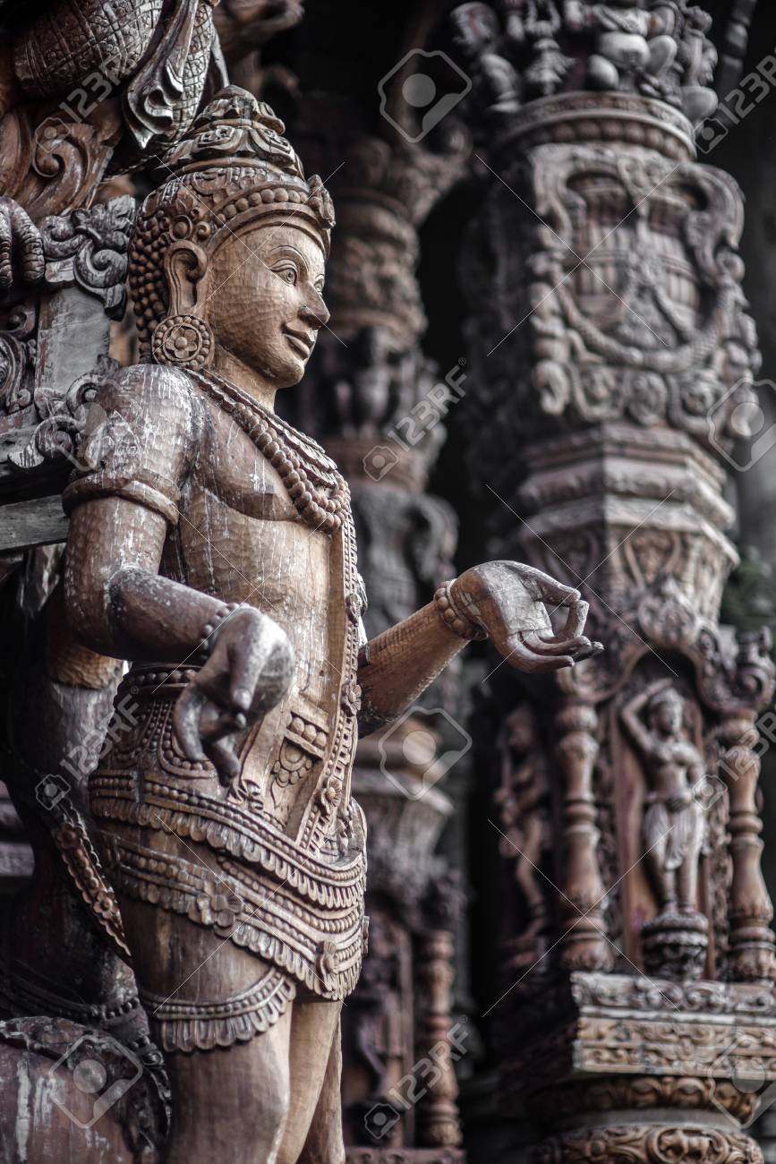 God Goddess Wood Sculpture Statue, Exterior Architecture ...