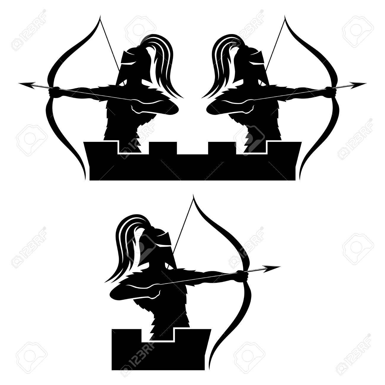 Warrior Archer Logo Type In Black Silhouette Design Royalty Free Cliparts Vectors And Stock Illustration Image 83809323