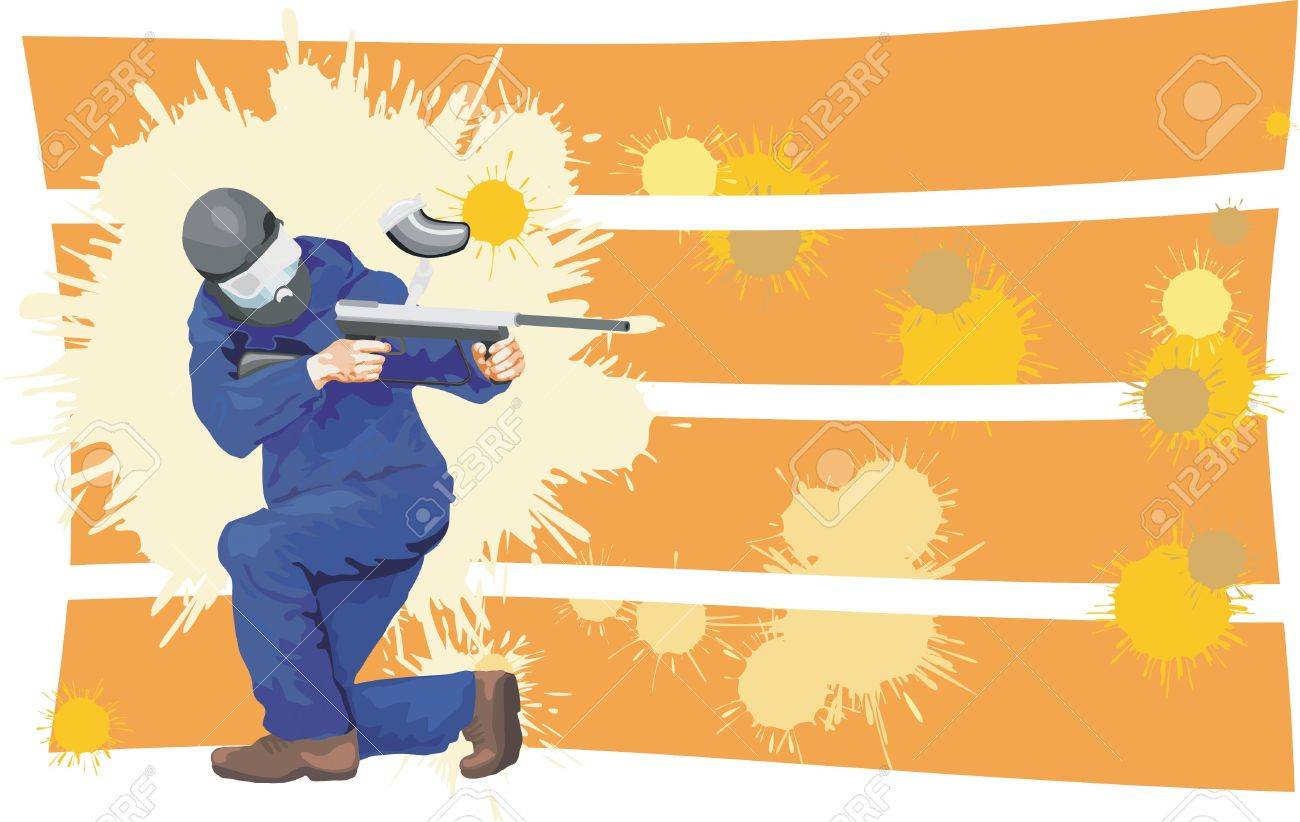 Horizontal Image Of The Player In A Paintball On A Background From Blots Stock Photo Picture And Royalty Free Image Image