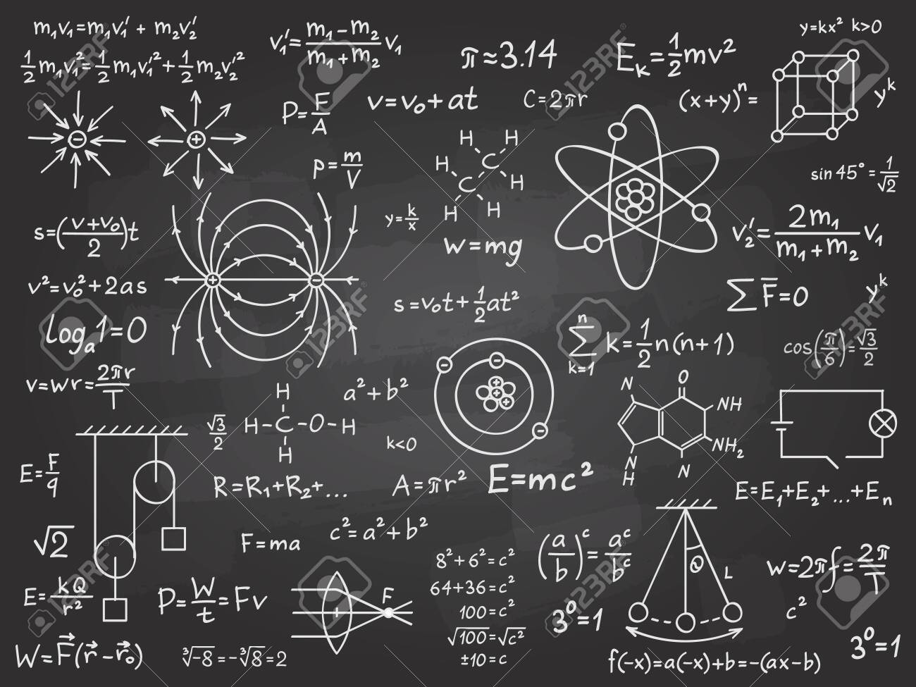 Scientific Formulas Mathematics And Physics Calculus On Class Royalty Free Cliparts Vectors And Stock Illustration Image