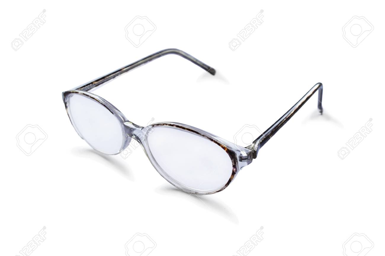 Brillen In Dunnen Transparenten Rahmen Auf Weissem Hintergrund Lizenzfreie Fotos Bilder Und Stock Fotografie Image