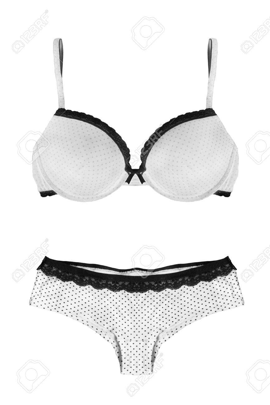白いランジェリーが白地に黒レース設定 の写真素材 画像素材 Image