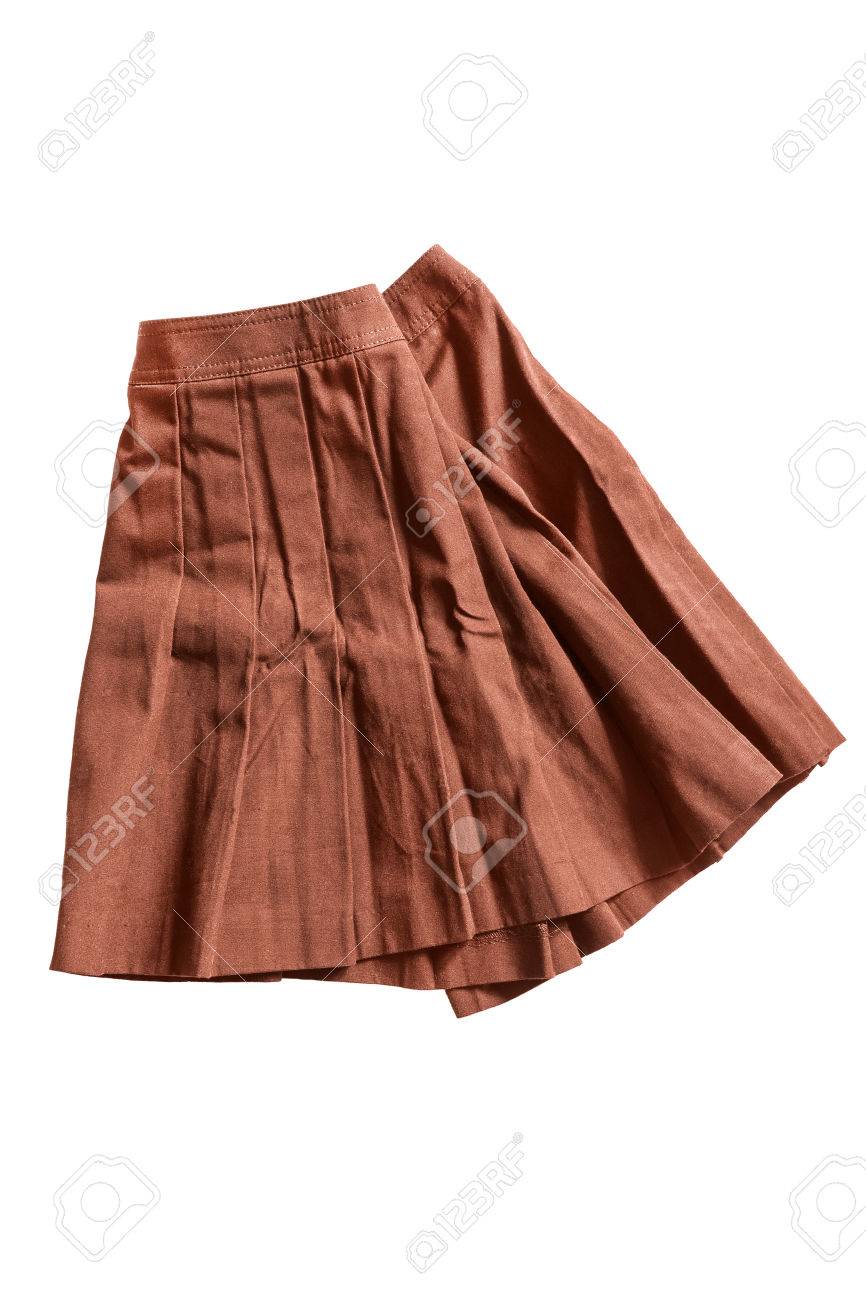 テラコッタ プリーツ スカート ホワイト バック グラウンドにしわ の写真素材 画像素材 Image