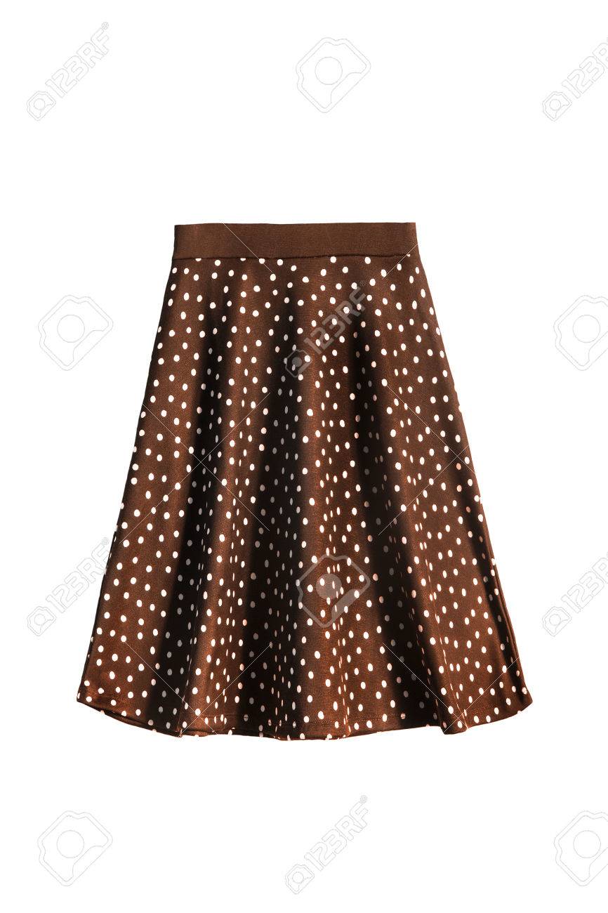 brown skirt with white polka dots