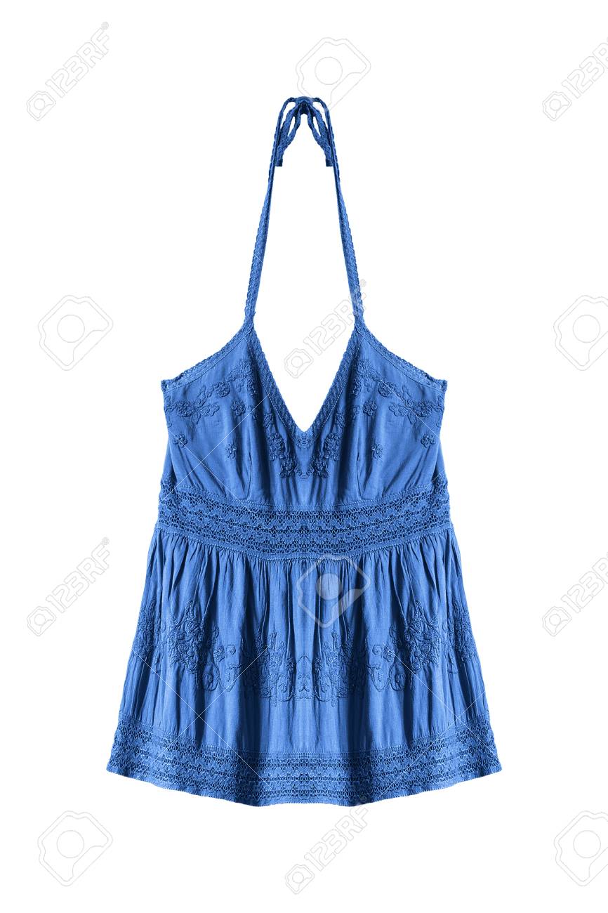 blue and white halter top