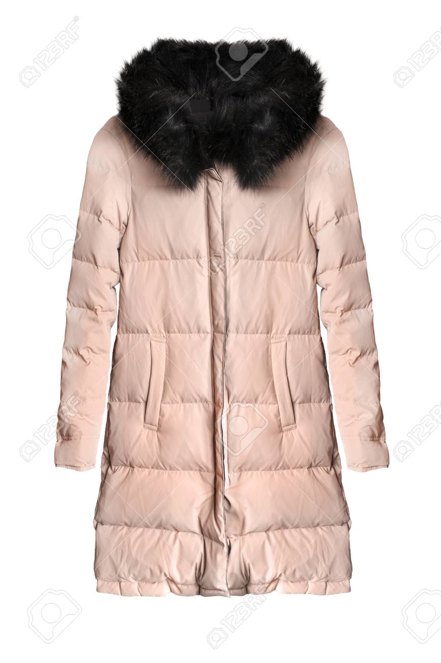 pink winter coat with fur hood