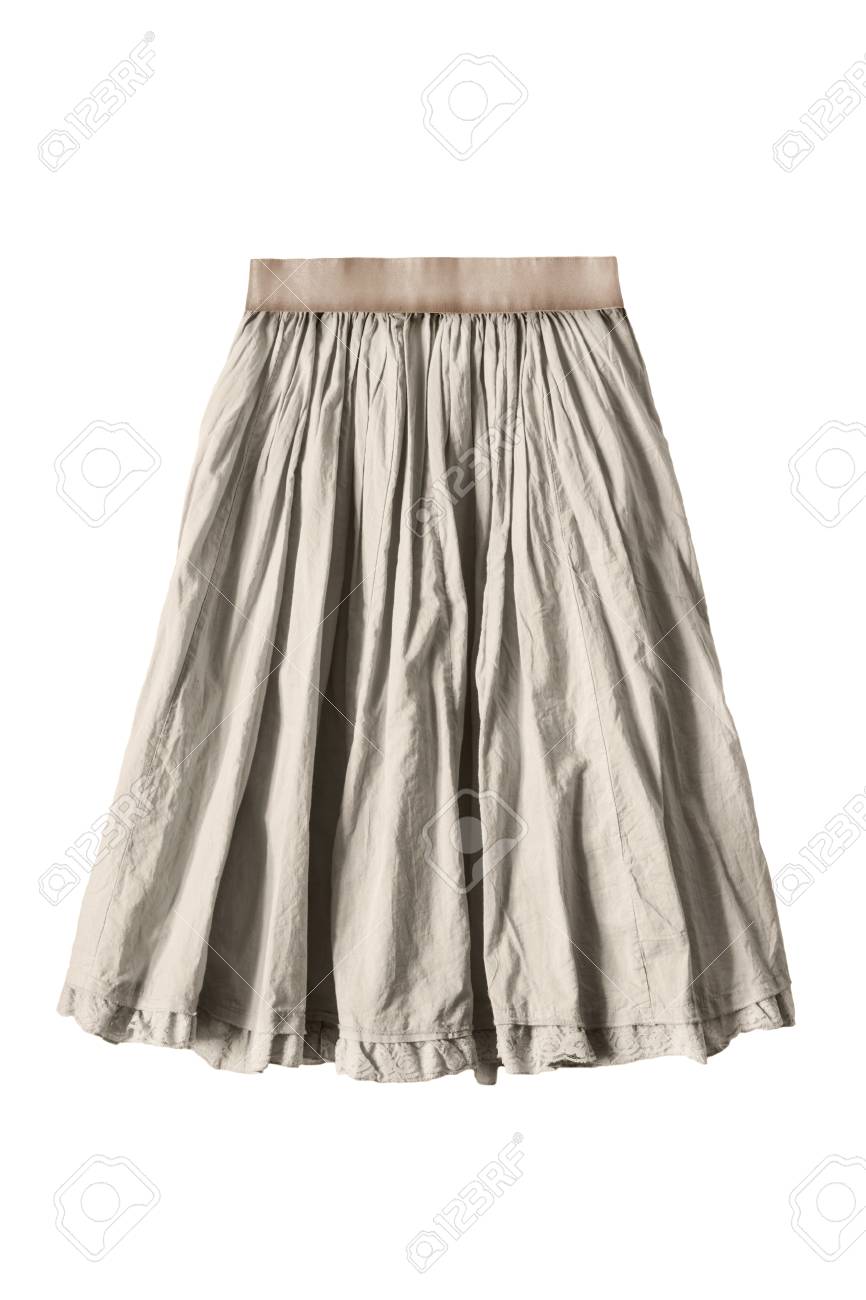 beige linen midi skirt