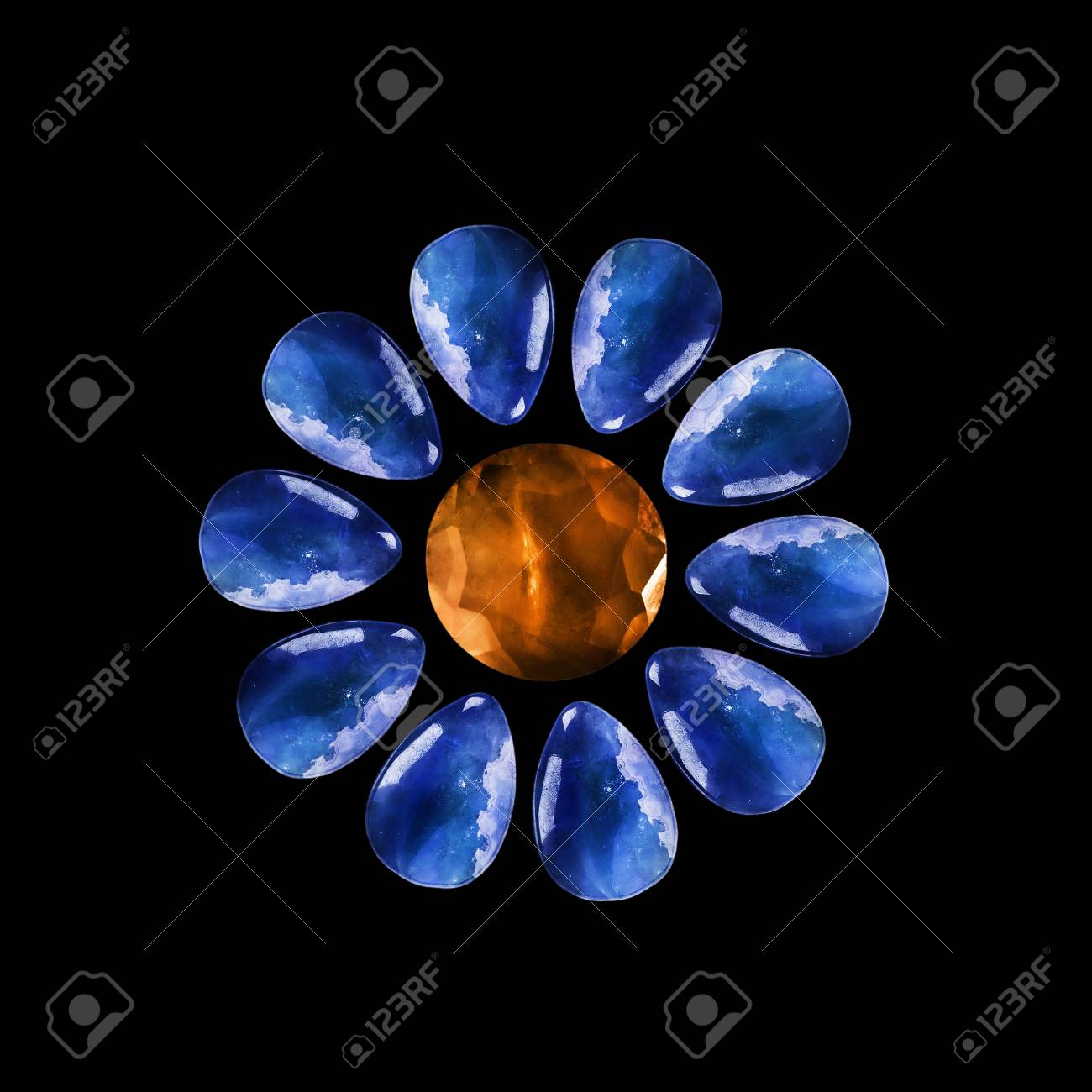 blue and orange gemstone