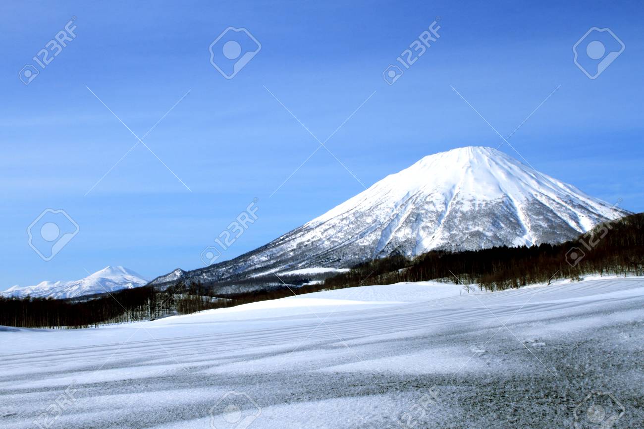 Mt Yotei Winter Seen From Makkari Village In In Hokkaido Stock Photo Picture And Royalty Free Image Image