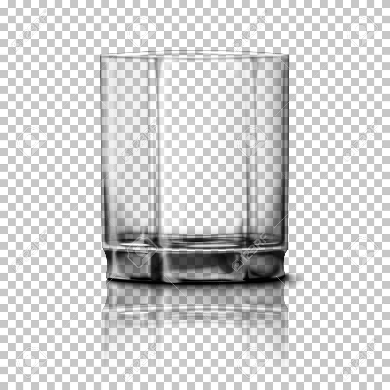透明な現実的なガラス デザインとブランディングのための反射と背景にチェック柄に分離されました のイラスト素材 ベクタ Image