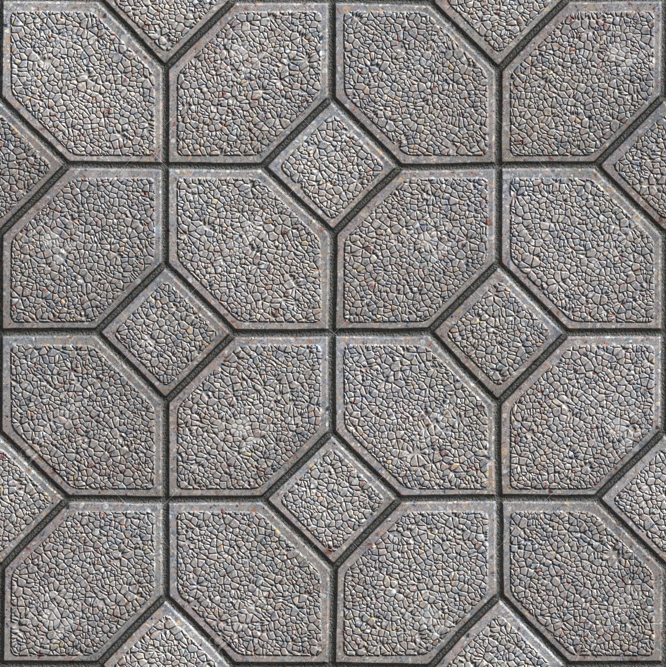gray granular pavement of four hexagons around the square seamless