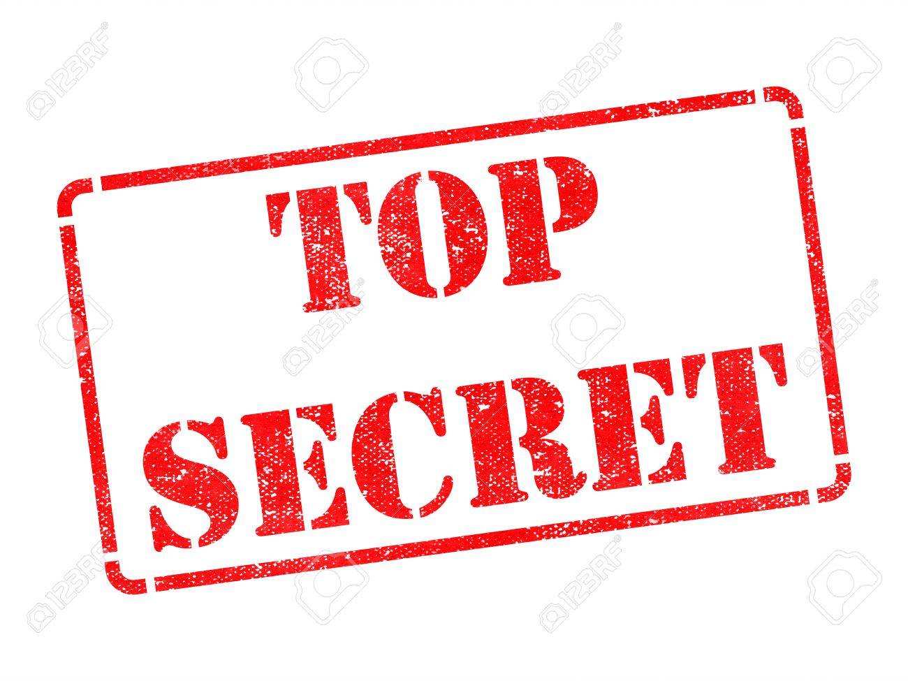 top secret inscription on red rubber stamp isolated on white