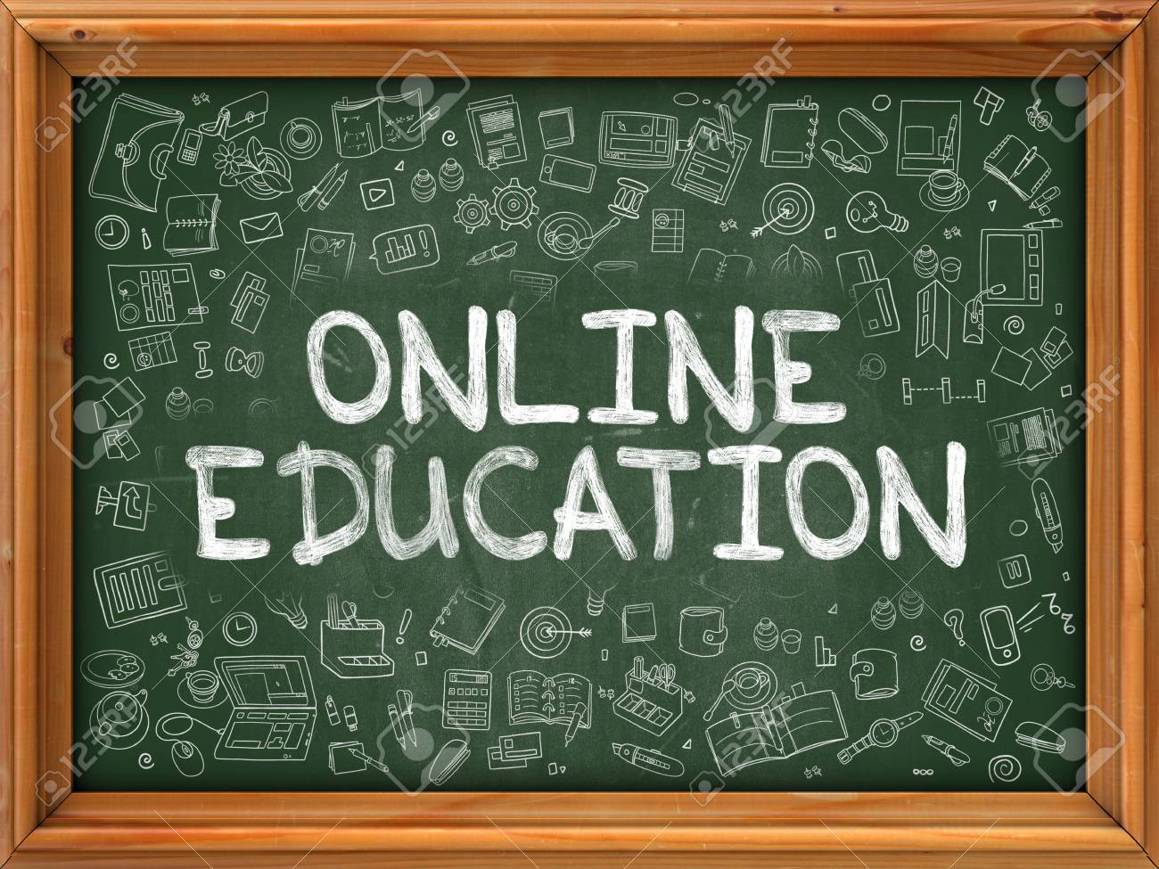online education hand drawn on chalkboard online education online chalkboard