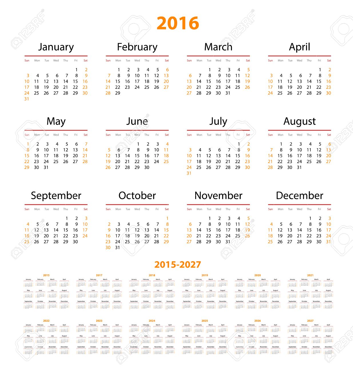 3 year calendar 2015 to 2018
