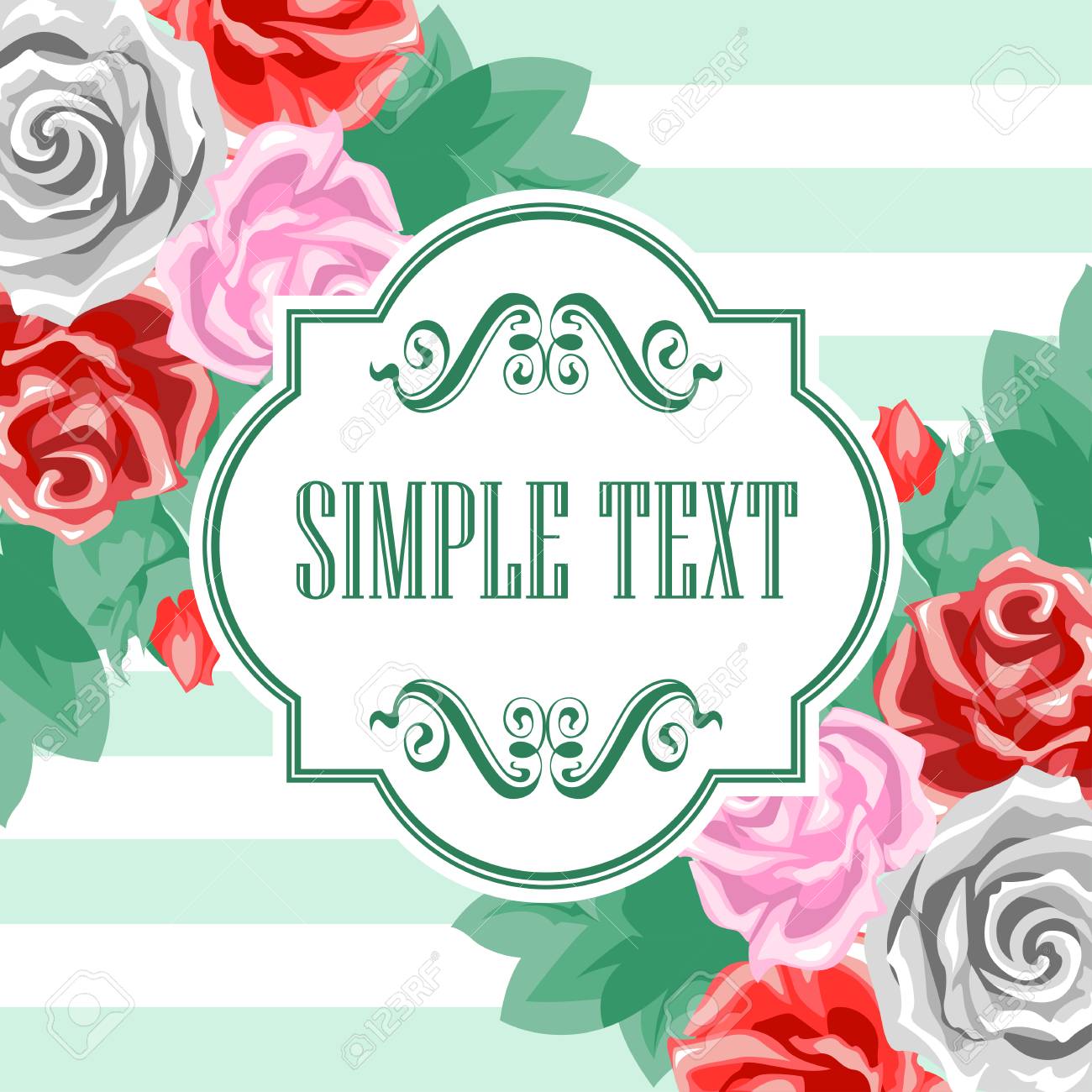 flowers and leaves of roses template cards and invitations royalty