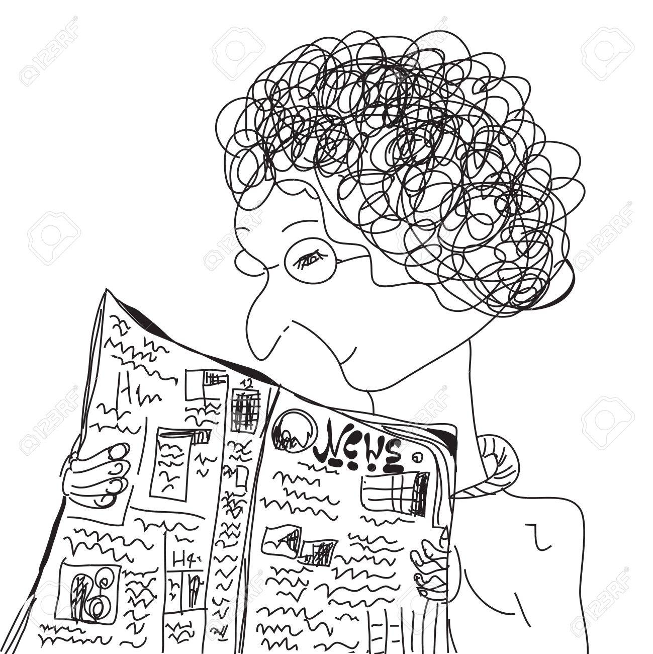 Old Woman Reading Newspaper Cartoon Royalty Free Cliparts Vectors And Stock Illustration Image