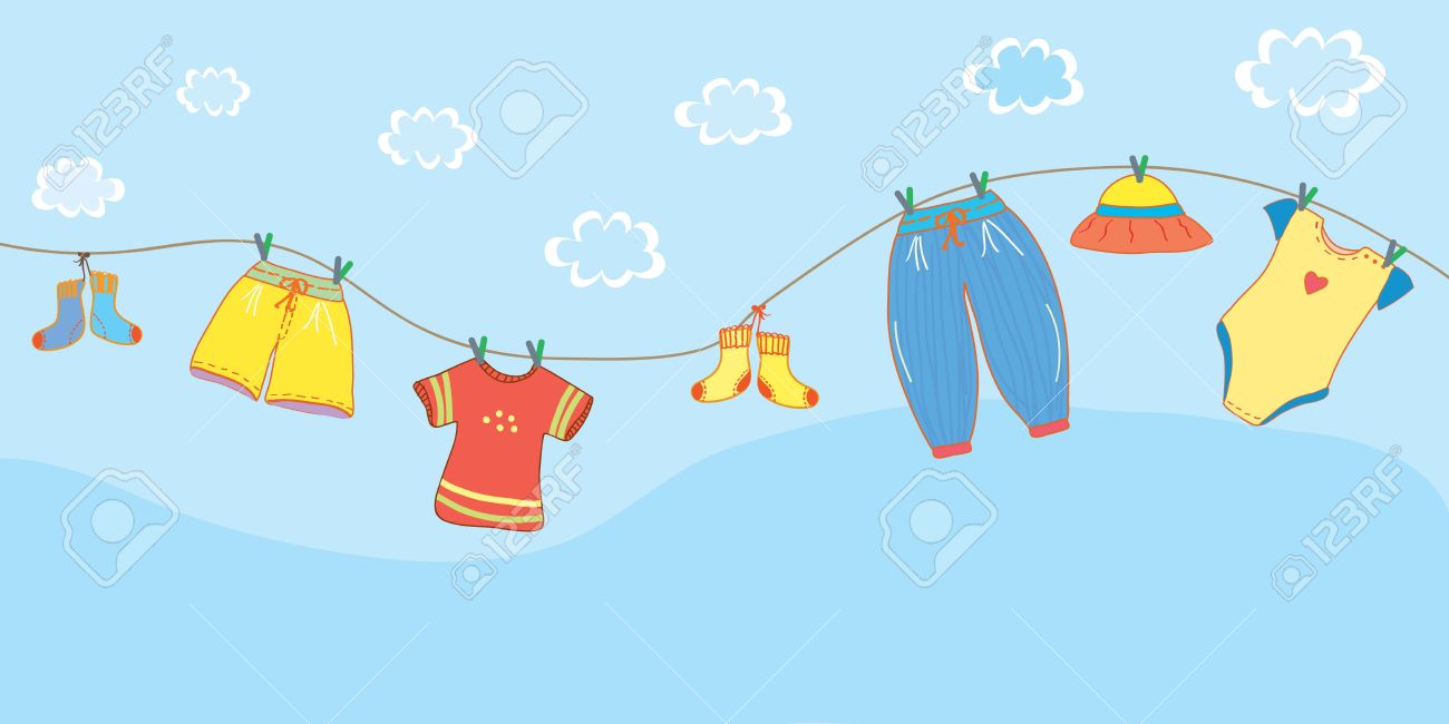 Baby Clothes Banner In The Sky Cartoon Royalty Free SVG, Cliparts, Vectors,  And Stock Illustration. Image 15480033.