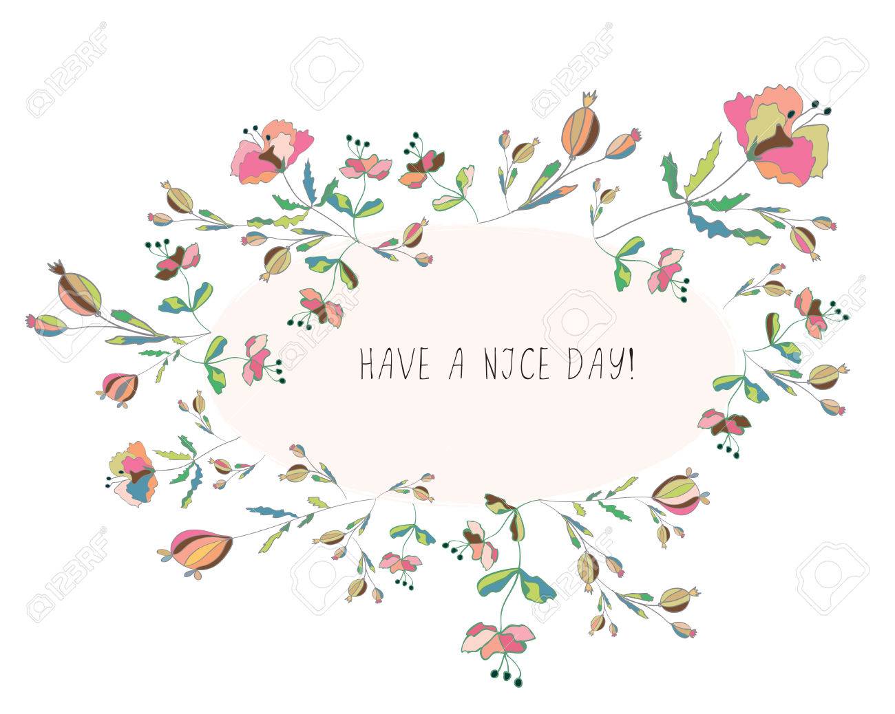 floral poppies frame with have a nice day words royalty free floral words