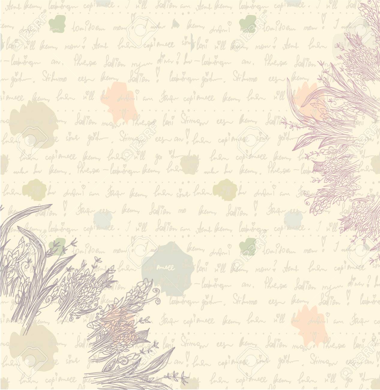 古い手紙の背景 花の要素と紙のイラスト素材 ベクタ Image