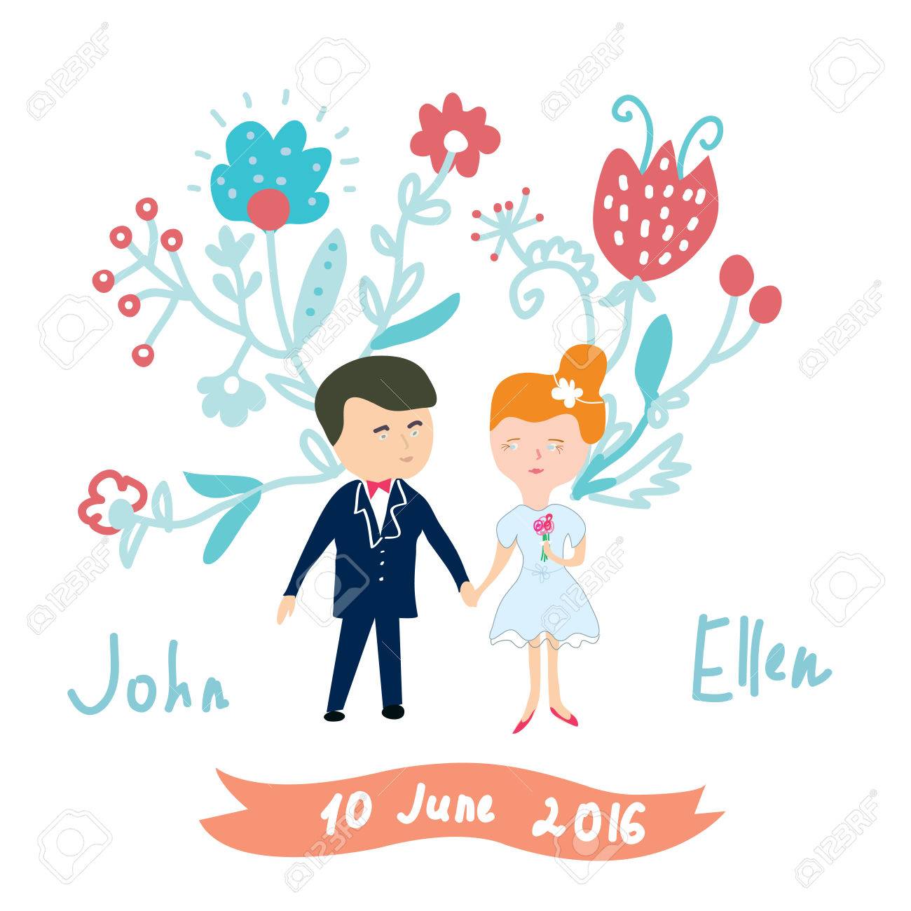結婚式招待状面白いカード キュートなデザインのイラスト素材 ベクタ Image 結婚式招待状面白いカード キュートなデザインのイラスト素材 ベクタ Image