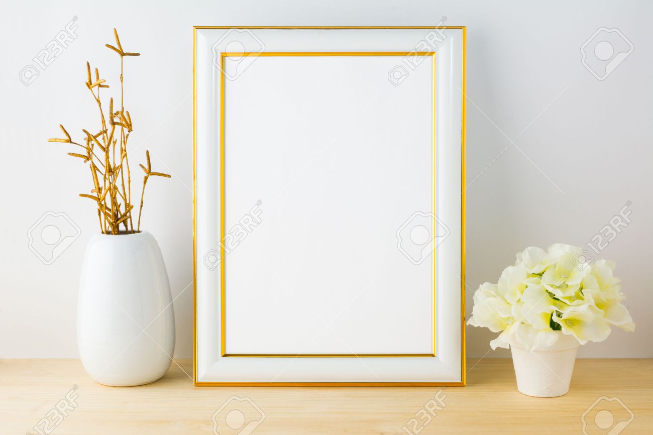 frame mockup with white flowerpot frame mockup poster mockup