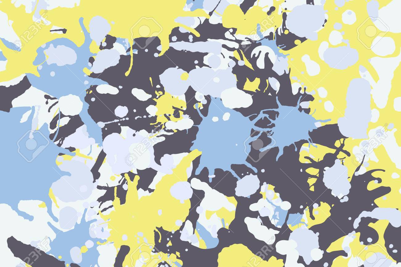 Peinture Dencre Gris Bleu Jaune éclabousse Fond Coloré Banque D