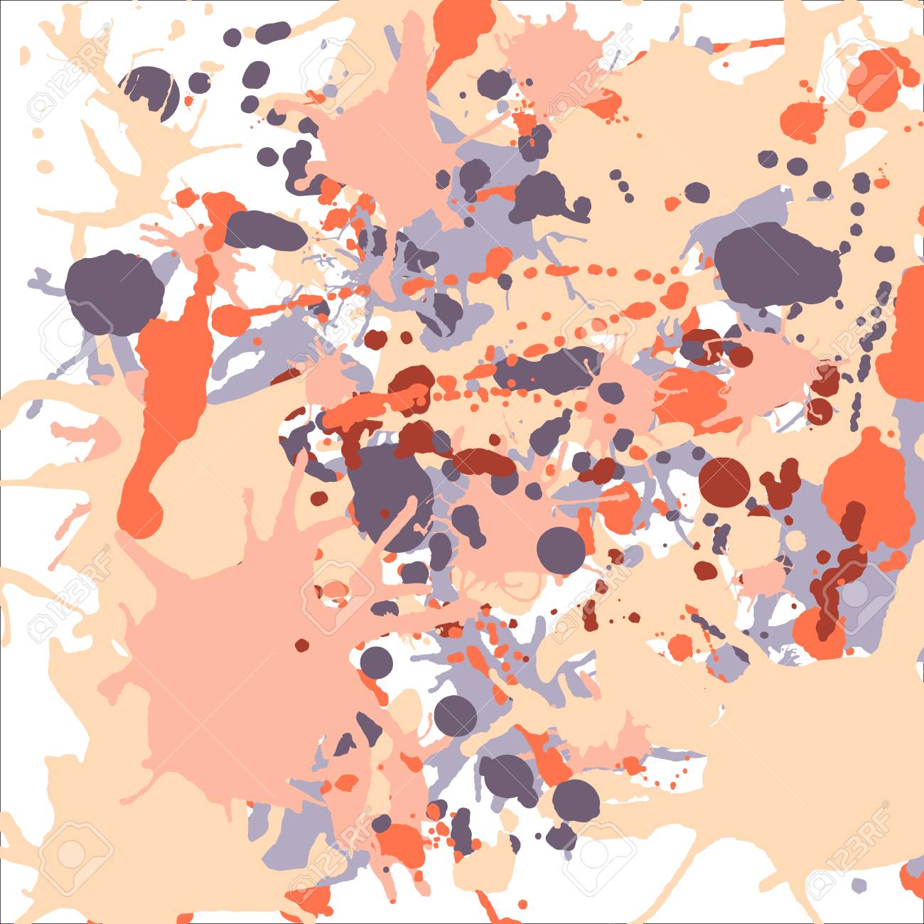 オレンジ ベージュ グレーのインク塗料飛沫ベクトル カラフルな背景の広場のイラスト素材 ベクタ Image