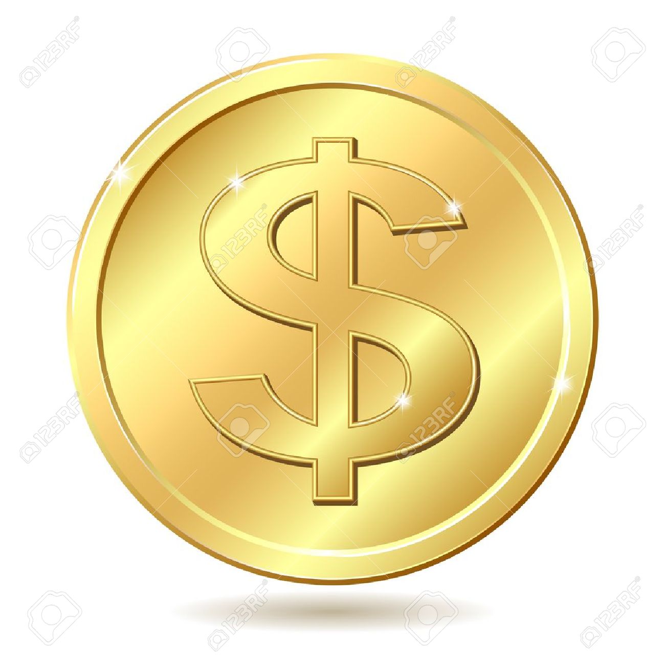 gold coin with dollar