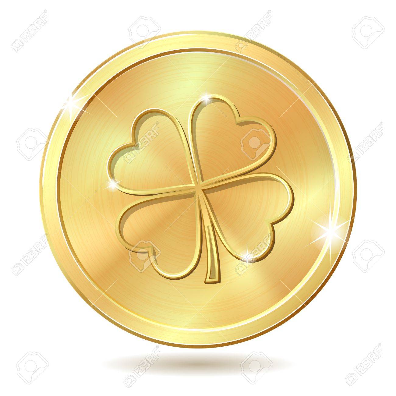 四葉のクローバーと黄金のコイン。聖パトリックの日のシンボルです。ベクトル イラストのイラスト素材・ベクター Image 37152130